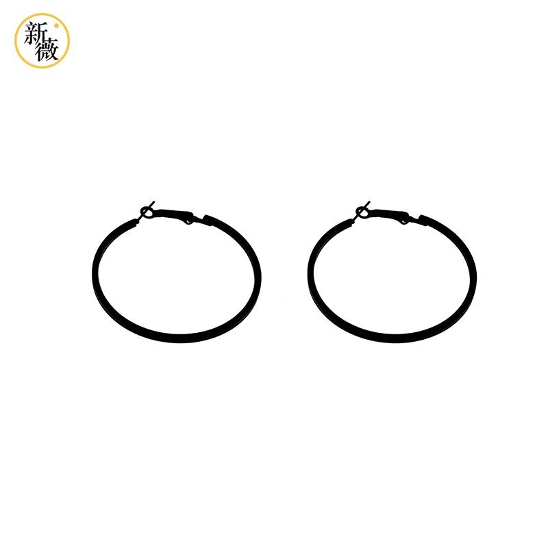 Xinwei European and American Exaggerated Black Korean Big and Small Circles 5 cm