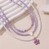 Bohemian Multilayer Rice Bead Chain Clavicle Necklace Vintage Acrylic Turtle Starfish Shell Pendant Choker Women'S Beach Jewelry