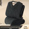 Men's Winter Plush Jacket & Pants Set - Thickened Cotton Outerwear for Middle-aged & Elderly Warmth