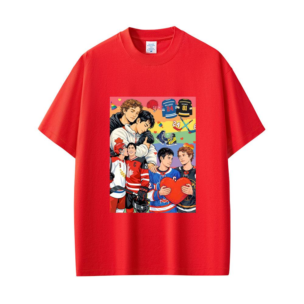 Heated Rivalry Shane Hollander Ilya Rozanov Print Tshirt Men Women Oversized Crewneck T Shirts Male Fashion Vintage Streetwear