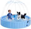 Nou pentru 2026 Piscină pentru animale de companie Bicato cu Fântână, Piscină pentru câini, Pliabilă, Nu necesită umflare, 160 x 30cm, PVC Grosime 0,55mm, Placă Ranforsată din PP, Antiderapantă,