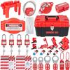 42 PCS Lockout Tagout Kits, Electrical Safety Loto Kit Includes Padlocks, 5 Kinds of Lockouts, Hasps, Tags & Ties, Box