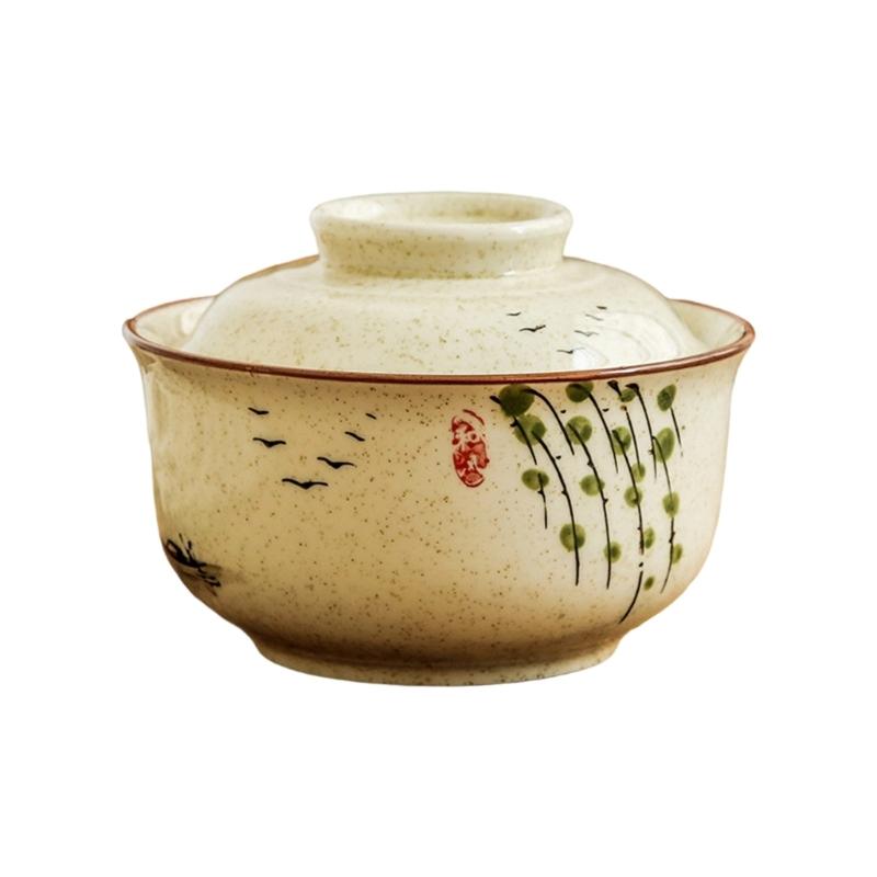 Elegant Ceramic Ramen Noddle Soup Bowl with Lid Microwave Oven and Dishwasher Safe for Formal Dining and Daily Activity