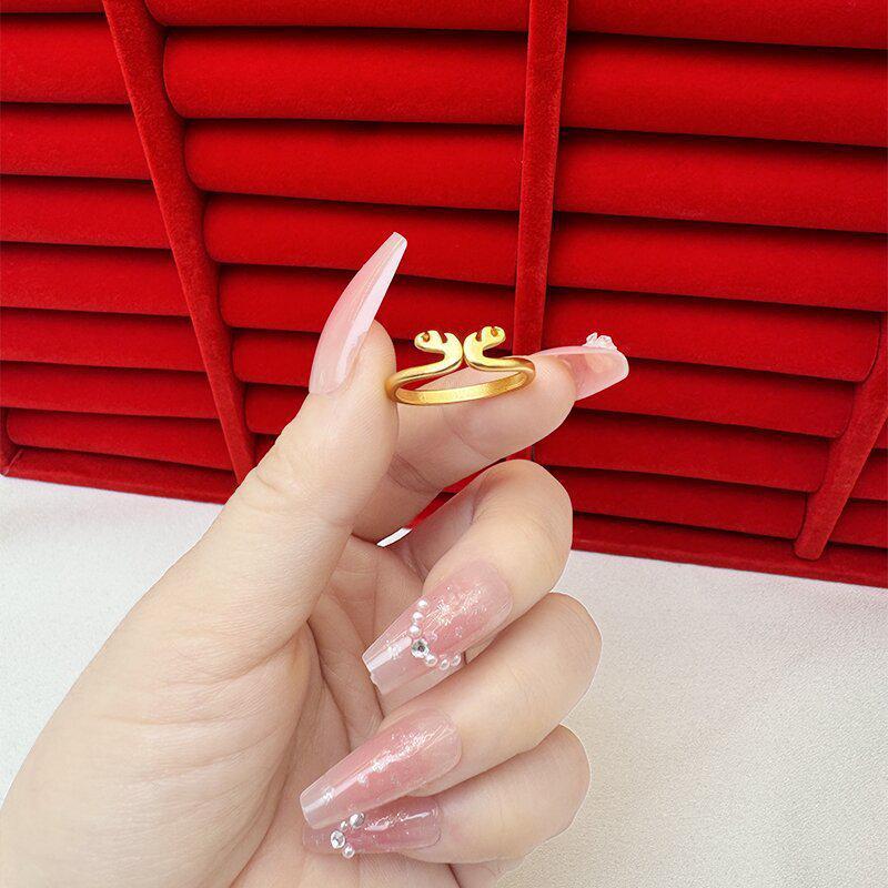 Exquisite Sand Gold Open Ring for Women: High-End Niche Design, Light Luxury Style, Long-Lasting Color, Imitation Gold.