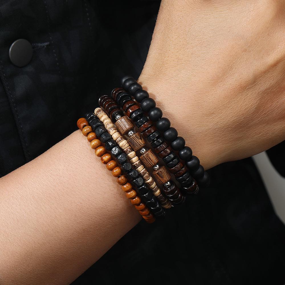 Retro Wooden Bead Men's Bracelet: Multi-Layer Handmade Jewelry