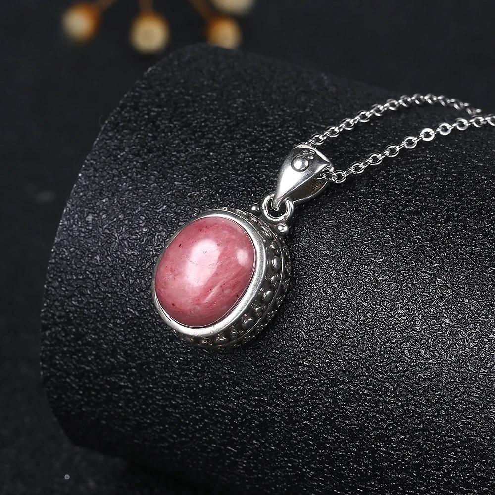 925 Silver Natural Rhodochrosite Pendants Necklace Tiger Eye Necklace Silver Pendants 925 With Chain For Women Men