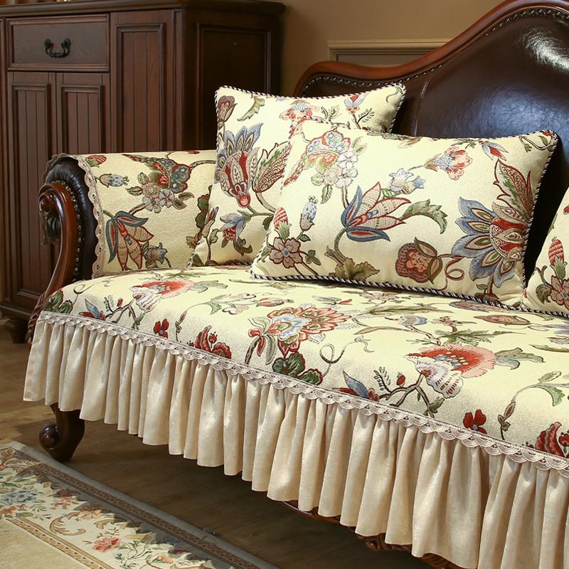 Luxury Jacquard Fabric Sofa Cover High-grade Chenille Sofa Cover Antislip Cushion European Combination Slipcover Furniture Cover