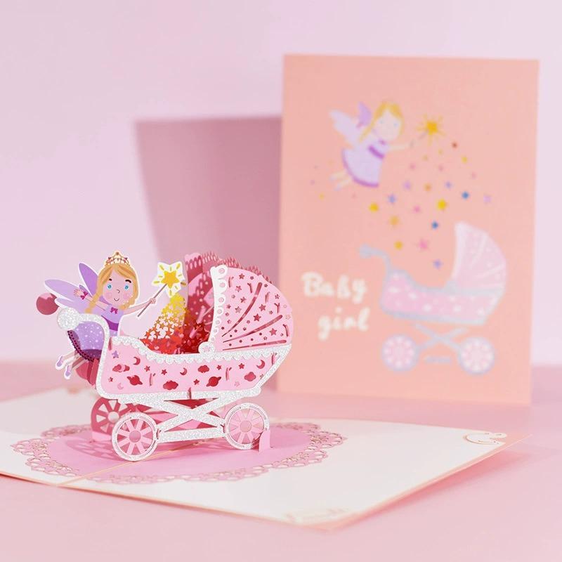 3D Pop Up Baptism Card Handmade Baby Christening Greeting Card Newborn Blessing Keepsake Baby Shower Gift Religious Card For God