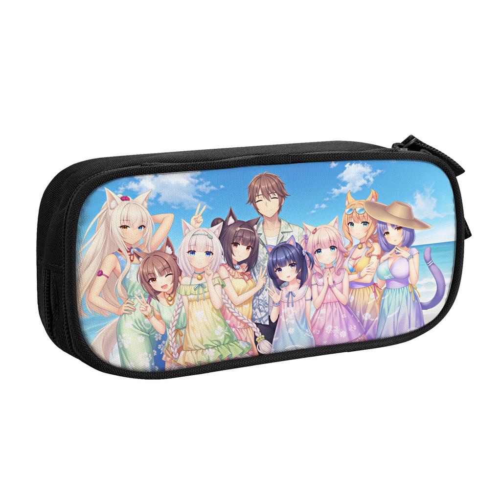 Korean Fraise N-Nekopara Kashou Minaduki Chocola Pencil Case for Boys Girls Maple Large Capacity Pen Box Bag School Supplies