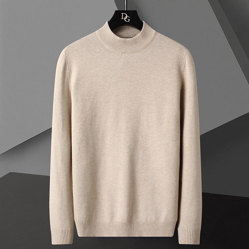 Men's Autumn/Winter Slim Fit Woolen Pullover - Half High Neck Knitted Sweater