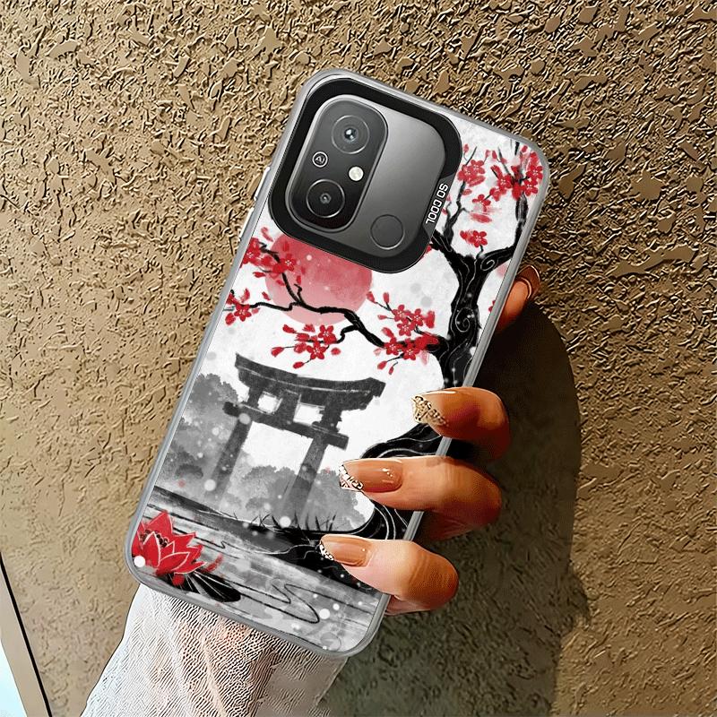 Japanese Minimalist Pine Tree Shockproof Phone Case for Xiaomi Poco X7 X6 X5 X3 Pro F7 Ultra M8 Redmi 15C 15 14C 13C 12C 10C 13