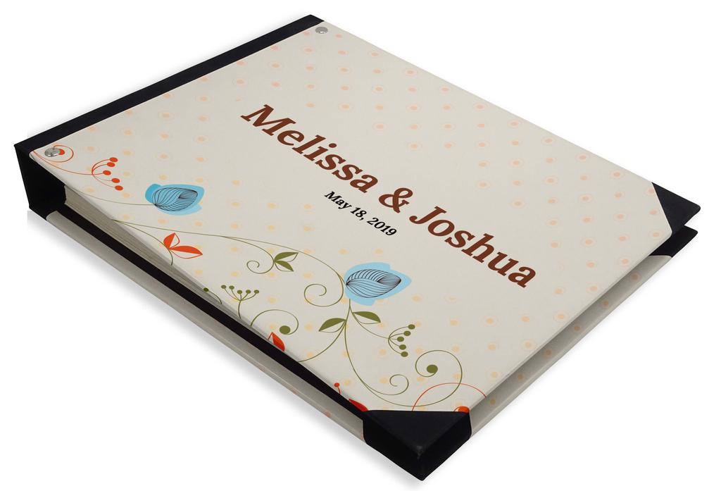 Darling Souvenir Blue Floral & Geometric Hardbound Cover Printed Anniversary Wedding Guestbook Scrap Book-7 X 9