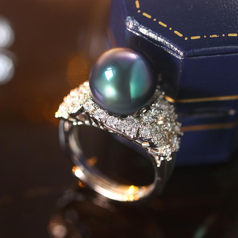 

French Elegant Dazzle Pearl Ring Female Opening Court Ring Female 925 Silver Temperament Bridal Jewelry Gift белый
