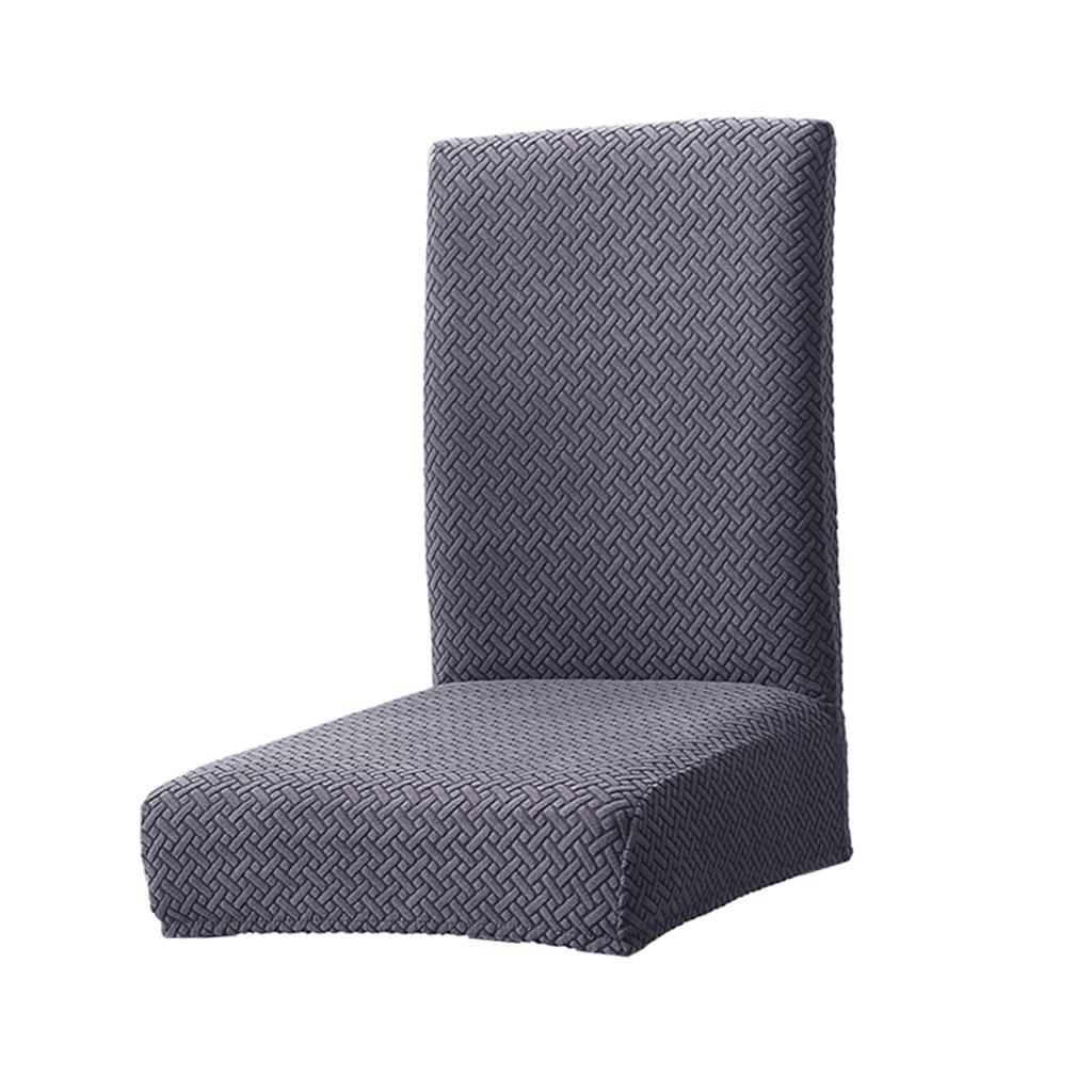 Jacquard Knitted Stretch Removable Dining Chair Cover Slipcover Gray