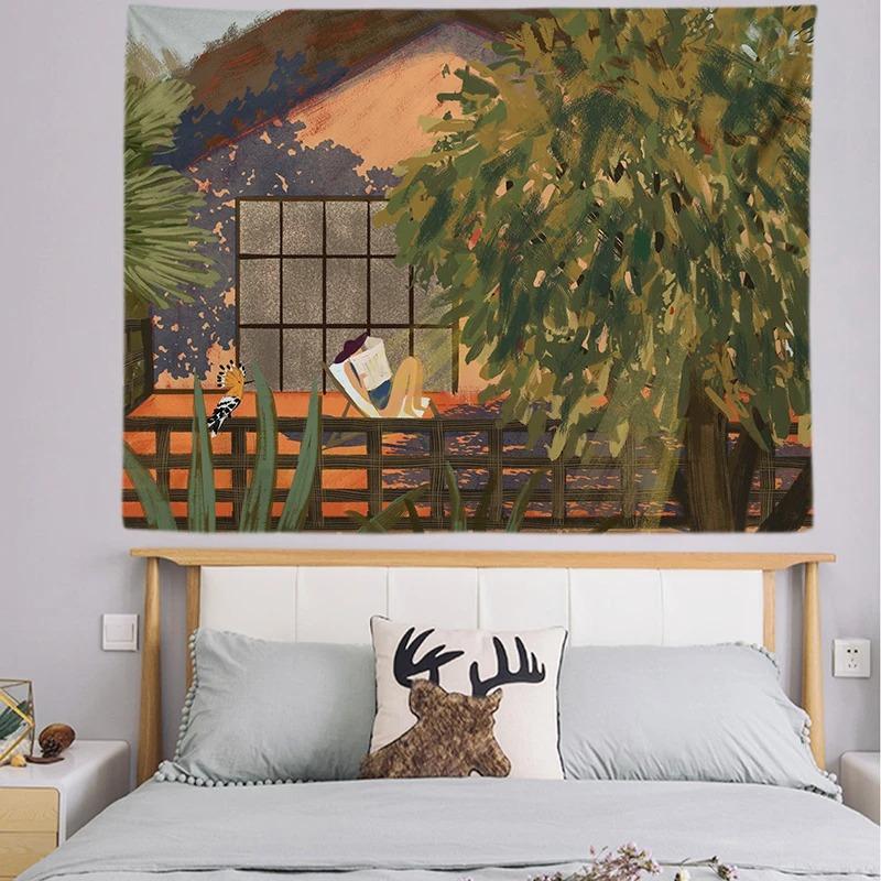 Böhmischer Stil Wohnen Illustration Dekorative Wandteppich Heim Wanddekoration Büro Wohnzimmer Wandteppich