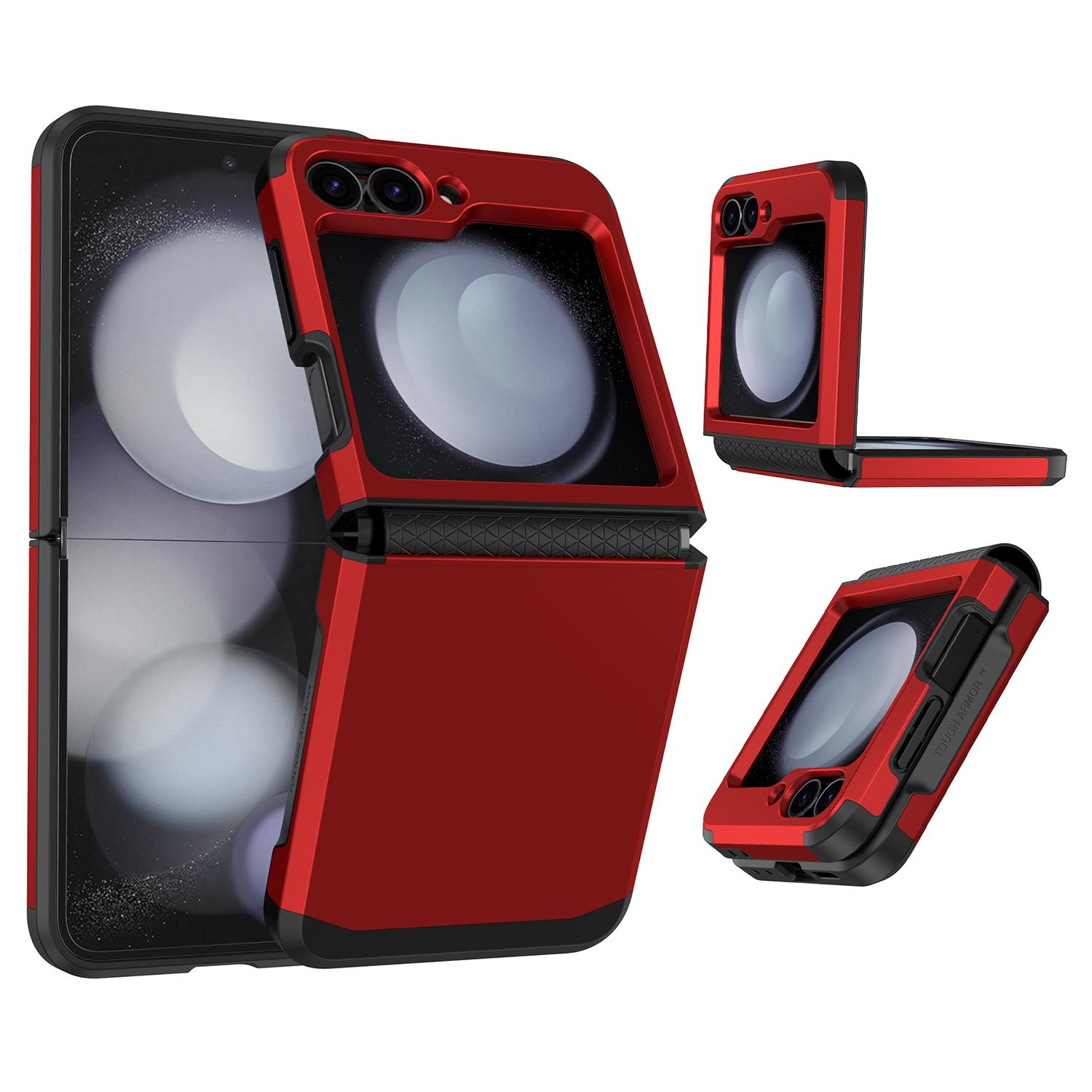 

For Samsung Galaxy Z Flip7 FE 5G/Z Flip6 5G Case TPU+PC Phone Cover with Hinge Protection Red