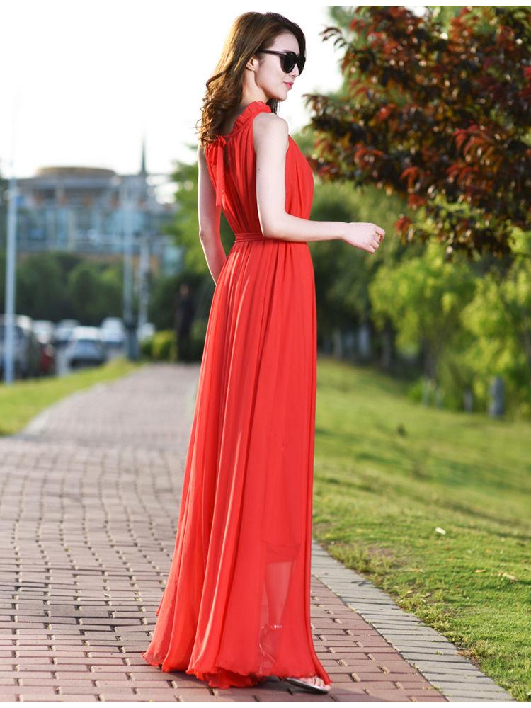 Women's Extra Long Fairy Beach Dress - Summer Chiffon, Plus Size, Spaghetti Strap