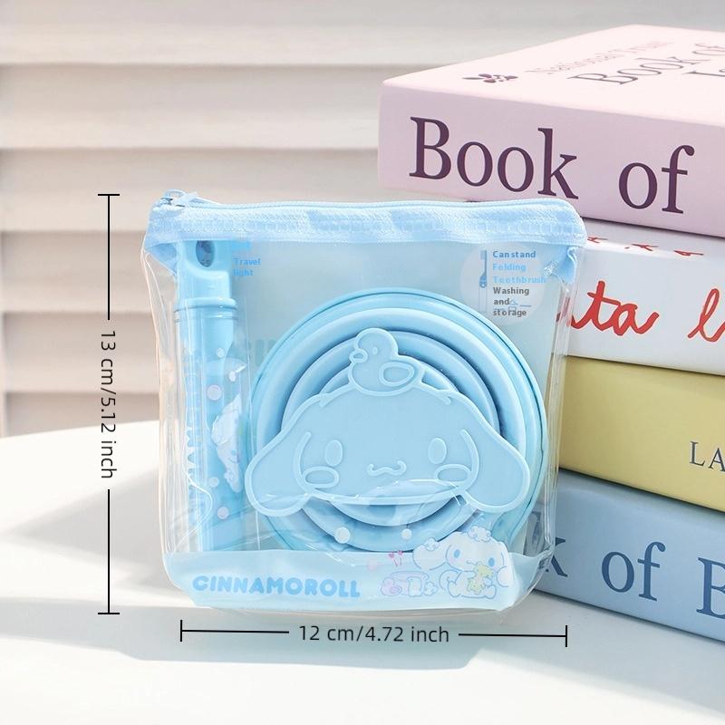 Sanrio Hello Kitty Kuromi Melody Folding Cup Wash Set Travel Storage Portable Cleaning Toothbrush 2-In-1 Toiletries