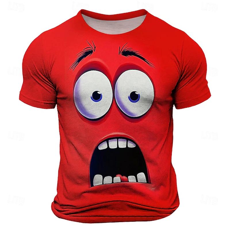 Summer Short-sleeved Funny Face Graphic T-shirts for Men's 3D Printing Casual Funny T-shirt Street Outdoor Men's and Women's Tee Tops