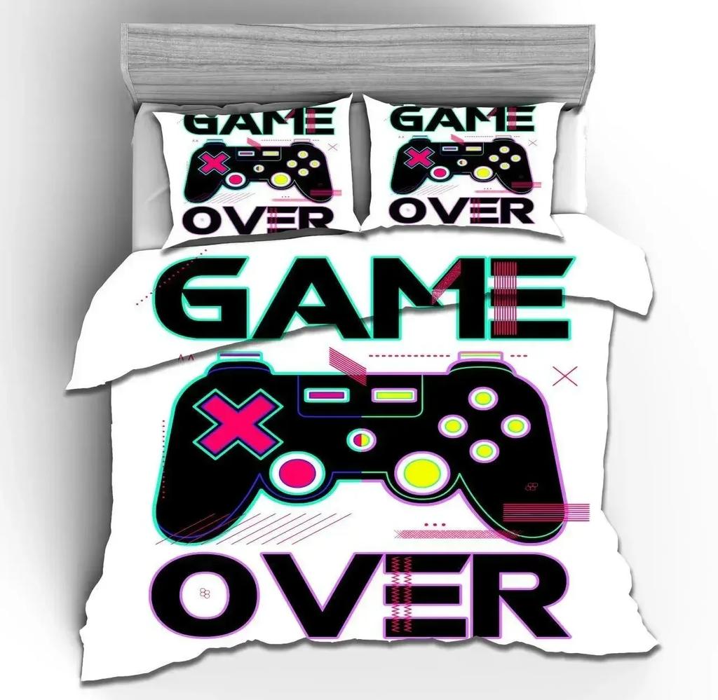 Gaming Bedding Set Gamer Room Decor Gamer Comforter Cover for Boys Kids Teen Video Games Twin Size Gamepad Polyester Quilt Cover