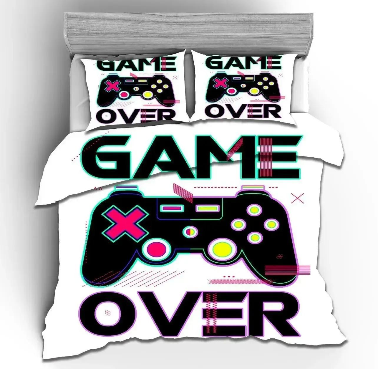 

Gaming Bedding Set Gamer Room Decor Gamer Comforter Cover for Boys Kids Teen Video Games Twin Size Gamepad Polyester Quilt Cover EU Single 135x200cm