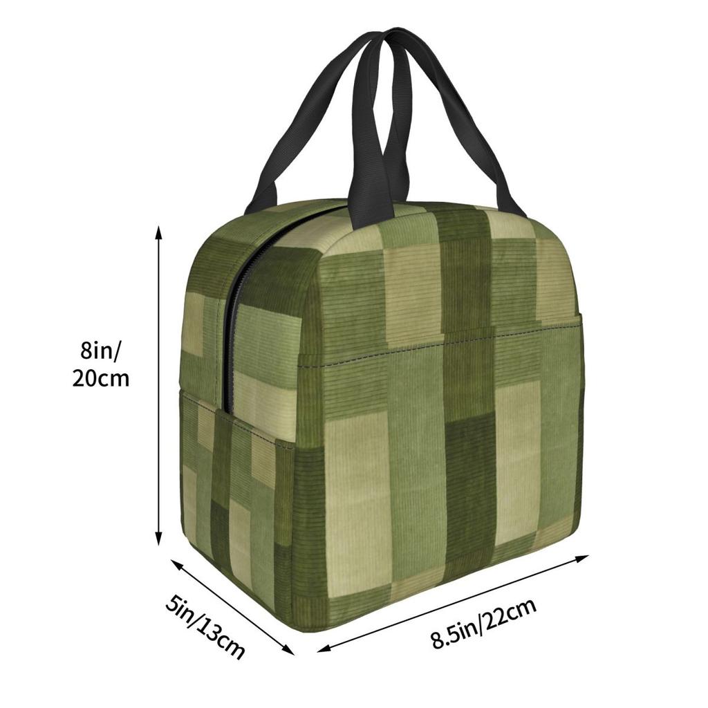 Corduroy Sage Green Pattern Insulated Lunch Bag for Kids School Cooler Thermal Food Box Tote Portable Lunch Boxes Container