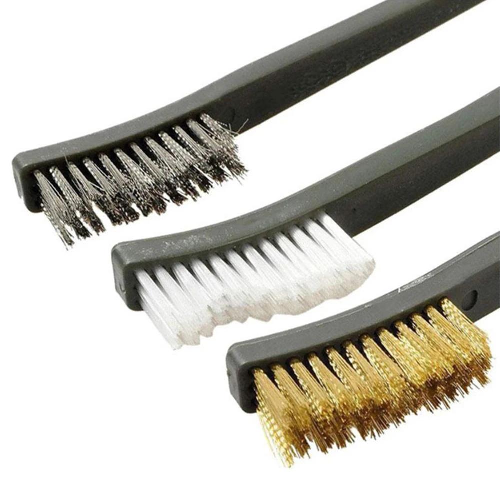 5Pcs Double Head Wire Brush Set Steel Brass Nylon Cleaning Polishing Metal Rust Double Headed Rust Removal And Cleaning Brush