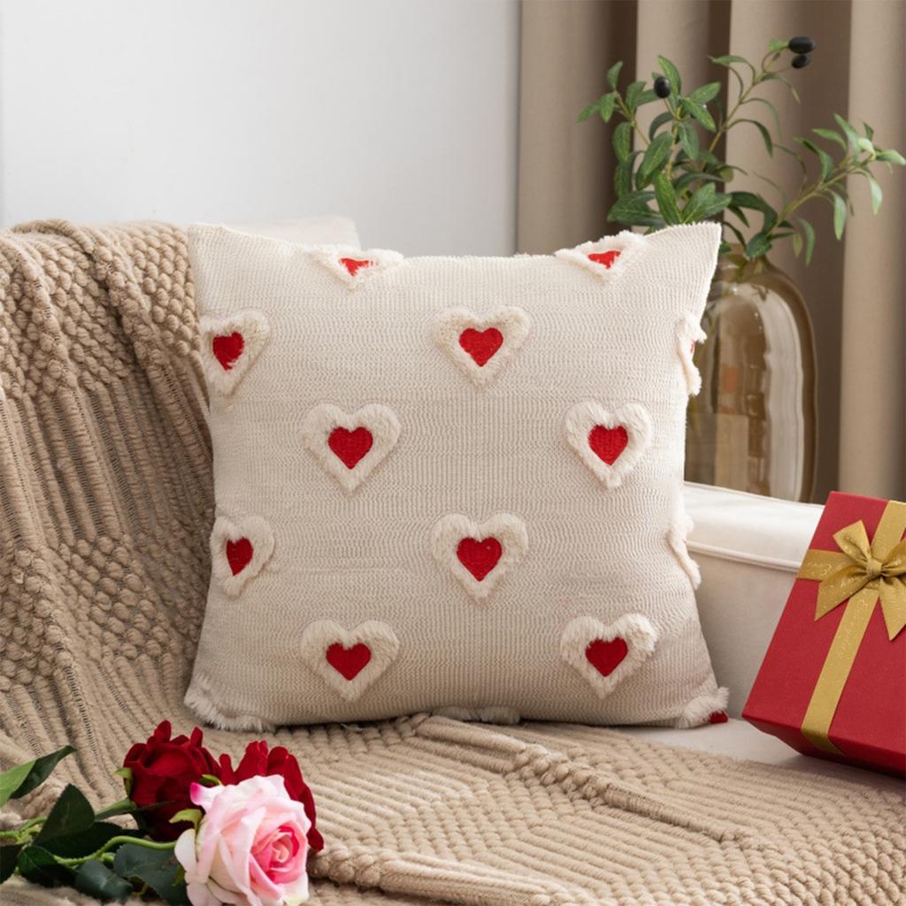 Valentine's Day Love Heart Throw Cover Faux Love Covers Soft Plush Cushion Case Decoration For Sofa Couch Home Decor