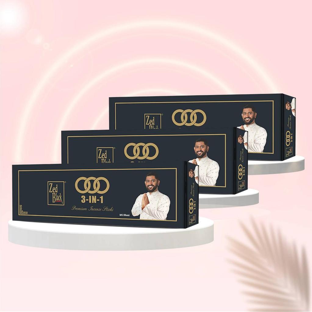 Zed Black 3 In 1 Monthly Pack Incense Sticks Pack of 3 Long-Lasting Aroma Sticks for Home and Meditation