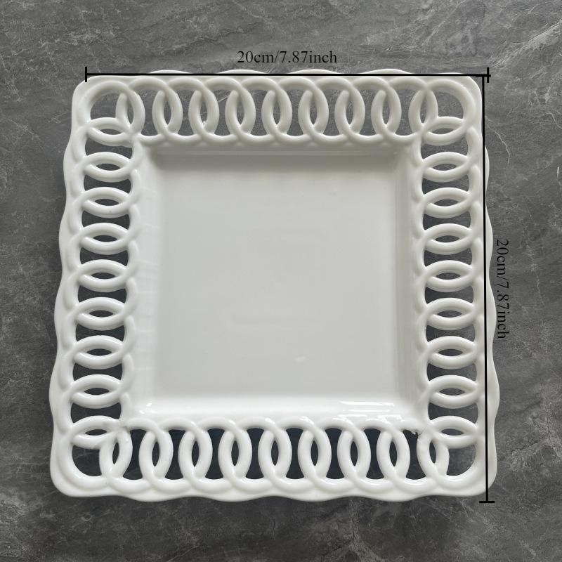 Ceramic Hollowed Out Western Dining Plate Serving Plate Restaurant Appetizers Tableware Fruit Cake Dim Sum Plates Tableware