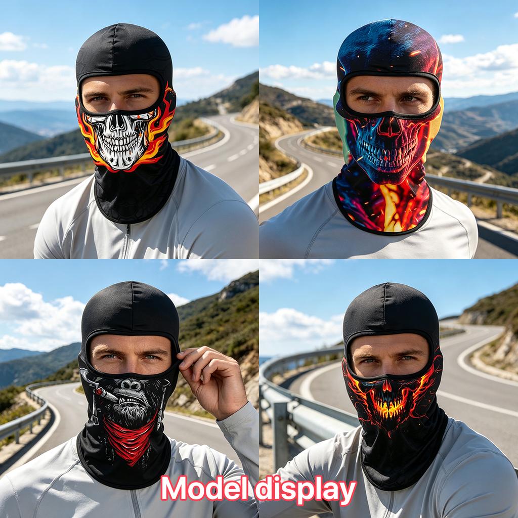Balaclava Helmet, Animal Skull Pattern Sun UV Protection Face Mask, Lightweight Breathable Neck Gaiter for Motorcycle Cycling