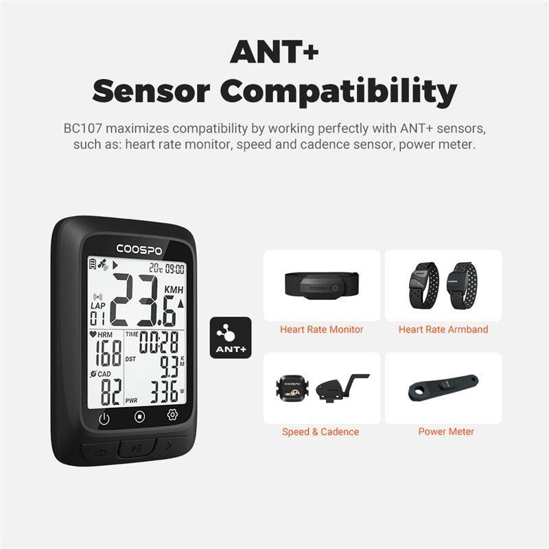 COOSPO BC107/BC26 Bike Computer GPS Wireless Bicycle Cycling Odometer Speedometer 2.4"FSTN Bluetooth5.0 ANT+ Waterproof GPS BDS