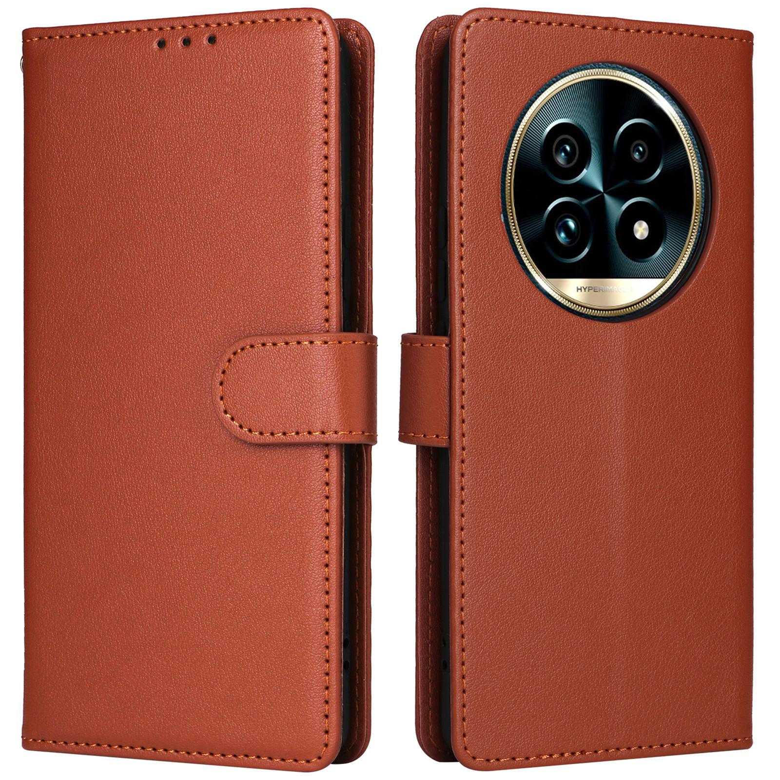 

Для Realme 13+ 5G/13 Pro+ 5G (Глобальный)/(Китай)/13 Pro 5G (Глобальный)/13 Pro 5G (Китай) Чехол Кошелек Подставка Вид PU Кожа Чехол для Телефона Brown