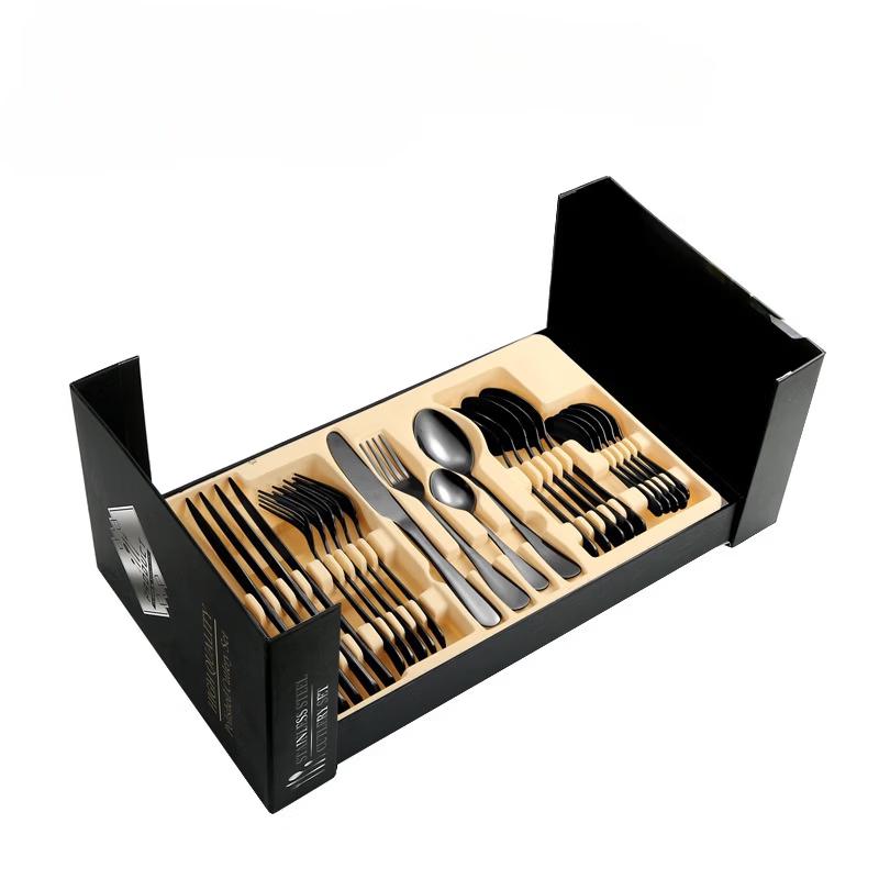 Xihe 24-Piece Black Bamboo Cutlery Set