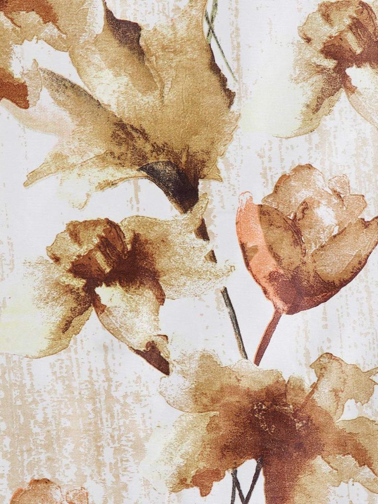 Home Sizzler 2 Pieces Abstract Flower Eyelet Polyester Semi- Transparent Door Curtains, Brown