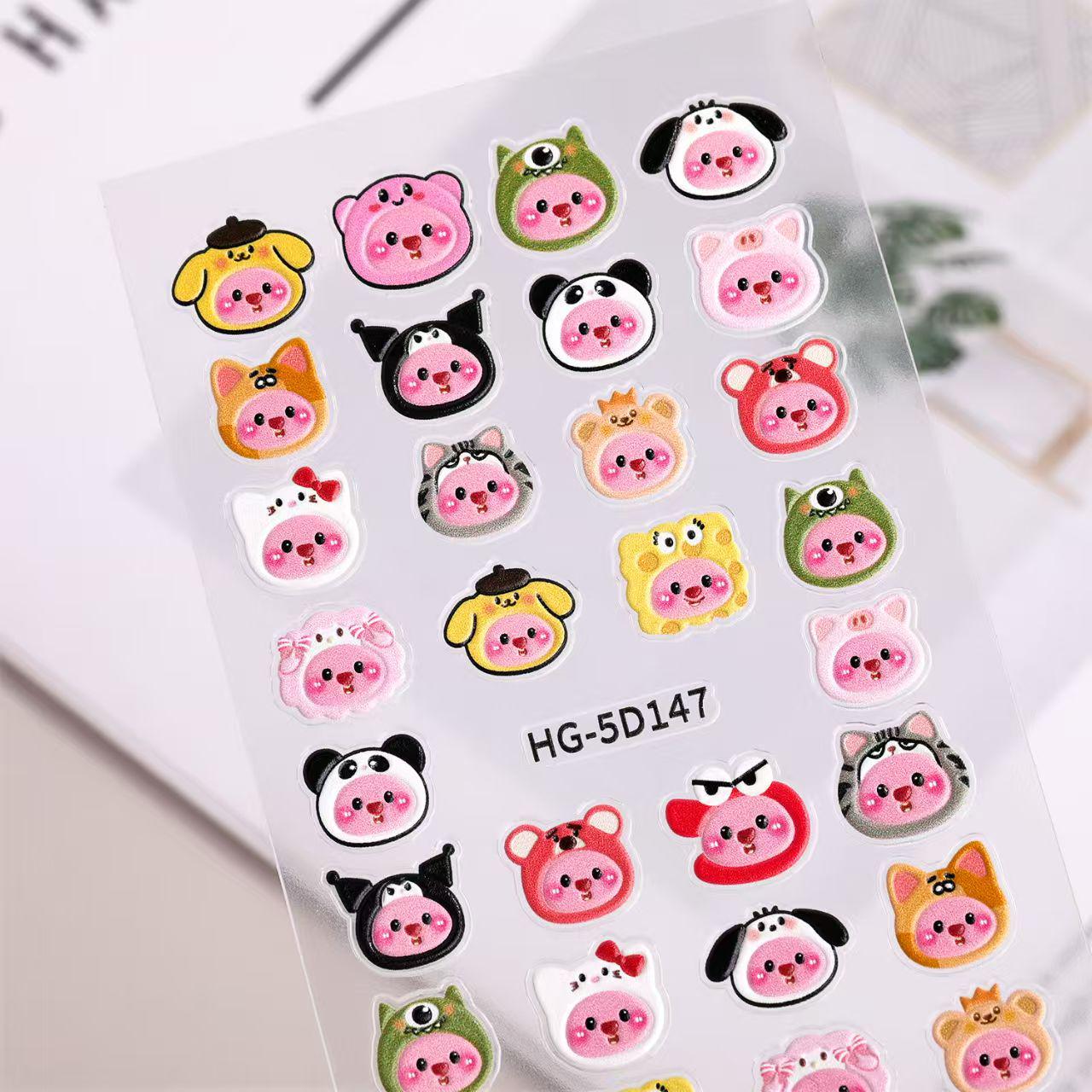 Xiaohongshu Cute Cartoon Loopy Beaver 3D Nail Art & Pen Holder Stickers