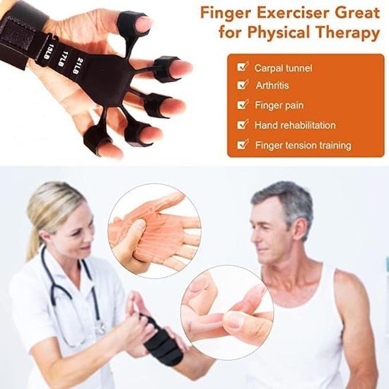 KNK Grip Strength Finger the Strength Trainer Hand Grip Strengthener 6 Resistant Level Finger Exerciser-Adjustable Hand Strengthener for Hand Therapy