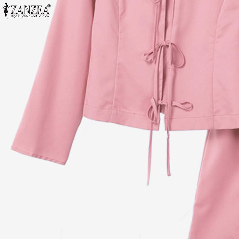 ZANZEA Lässiges zweiteiliges Anzug-Set für Damen mit langärmeliger Bluse und Hose