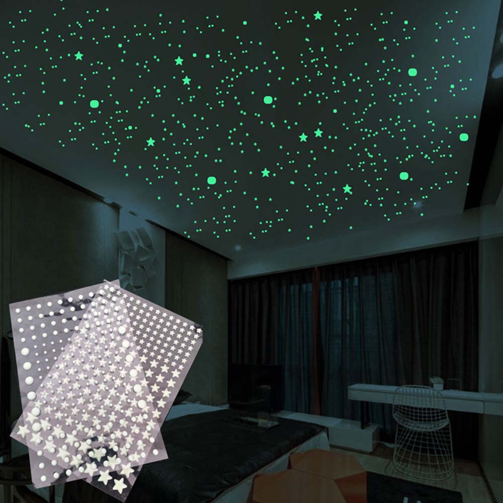 Bedroom Ceilling Home Decor Glow In Dark Moon Universe 3D Luminous Fluorescent Bubble Sticker Stars Dots Kid Room Wall Art Decor