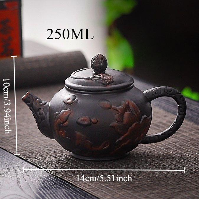 

Premium Purple Clay Teapot Homeware Ceramic Relief Zisha Teapot Tea Brewing Kettle Gongfu Tea Set