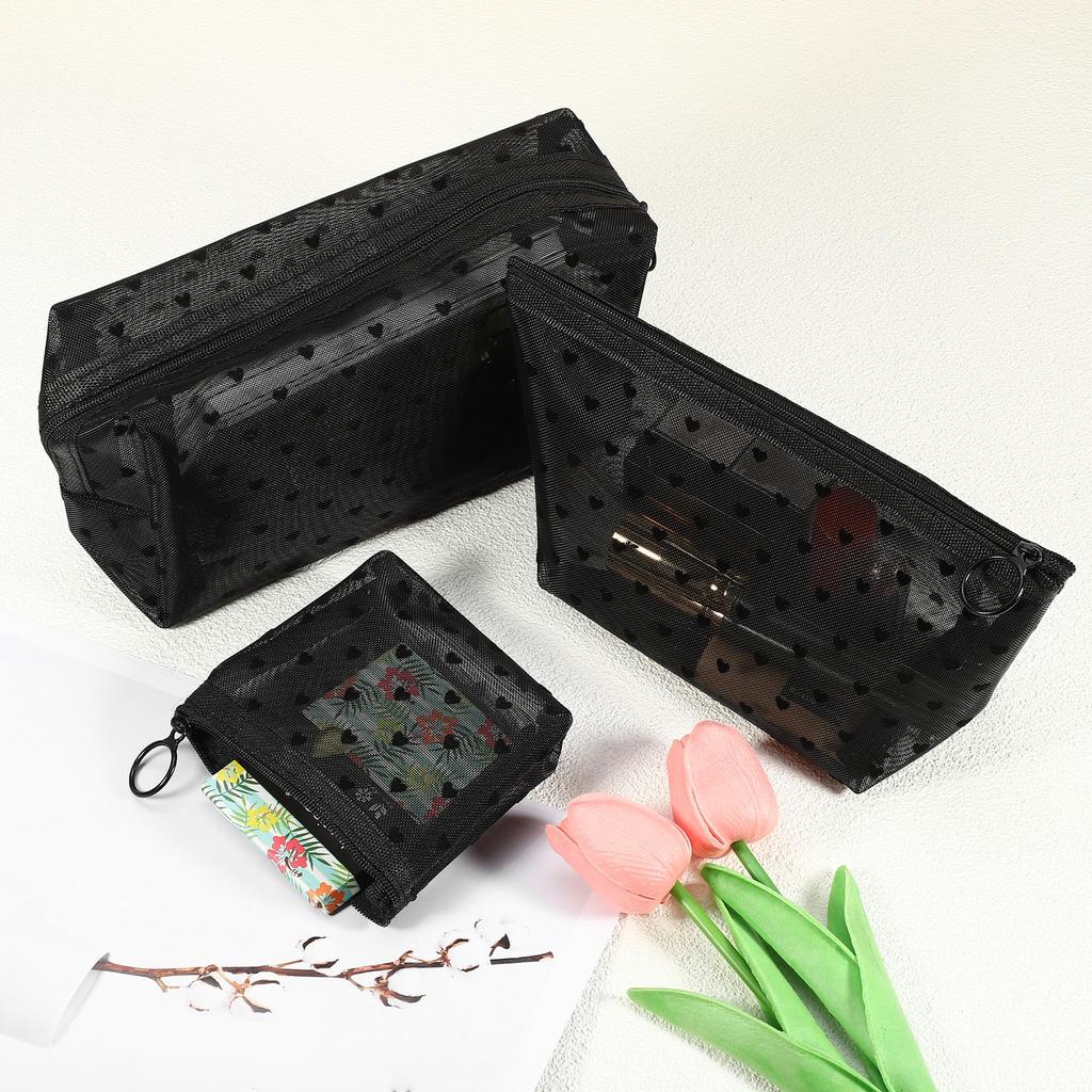 VOCOSTE Makeup Mesh Storage Large Perfect for Business Trips and Black Pouch, Pouch, Pouch, Multifunctional, Capacity, Travel, Clear, 3-Pack,