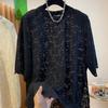 Women's Summer Casual Round Neck Short Sleeved Top Plus Korean Version Crochet Lace T-shirt