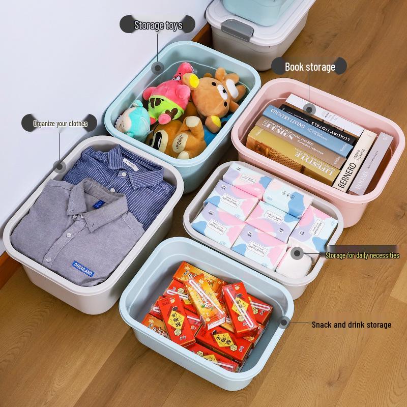 Extra Large Plastic Storage Box with Lid for Clothes, Toys, and Snacks