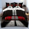 Red car, racing stripes. Bedding sets Duvet cover sets Duvet covers Pillowcases(1* Duvet Cover 2* Pillowcases without duvet insert)