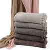  New High Quality Solid Color Wrinkle Muslim Women Hijab Scarf Ramadan Shawl Headband Turban Islamic Hijabs Wraps Tassels