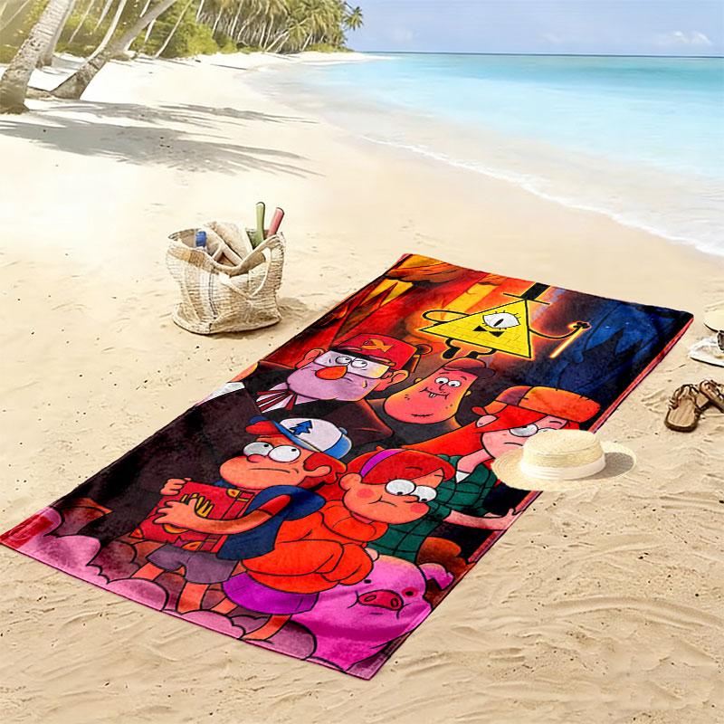 Brave Gravity Falls Print Beach Towel, Large Soft Quick Dry Towel for Beach Camping Swimming