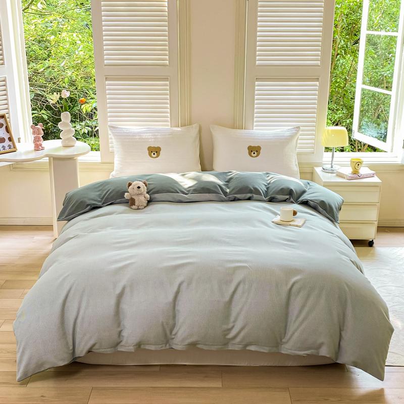 Minimalist Geometric Printing Duvet Cover All Cotton Quilt Cover Skin Friendly Breathable Queen Size Bedding for Kids Boys Girls