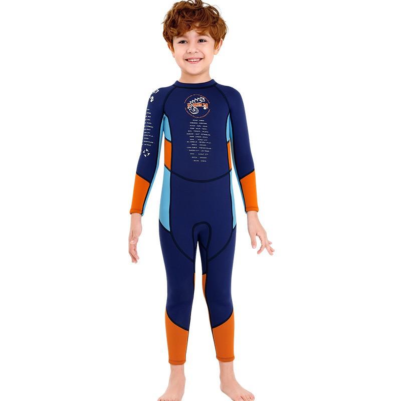 2.5mm Kids Boys Full Wetsuit Long Sleeve Thermal Dive Suit Snorkeling Surfing Swimming Water Sports Protection