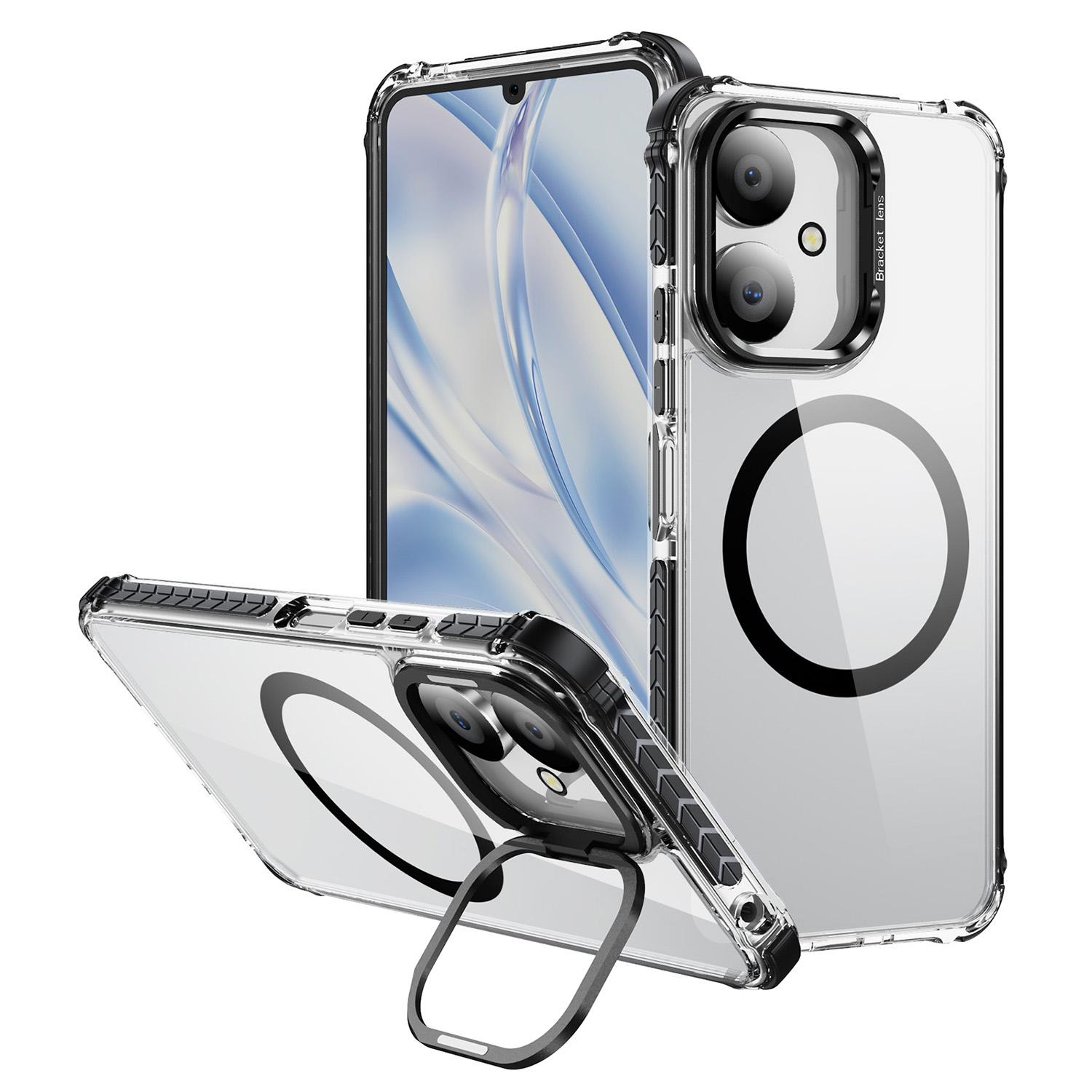 

Чохол для телефону Xiaomi Redmi 13C 4G/13C 5G/13R 5G/Poco C65 4G Прозора задня кришка з об єктивом-підставкою Сумісний з MagSafe Black