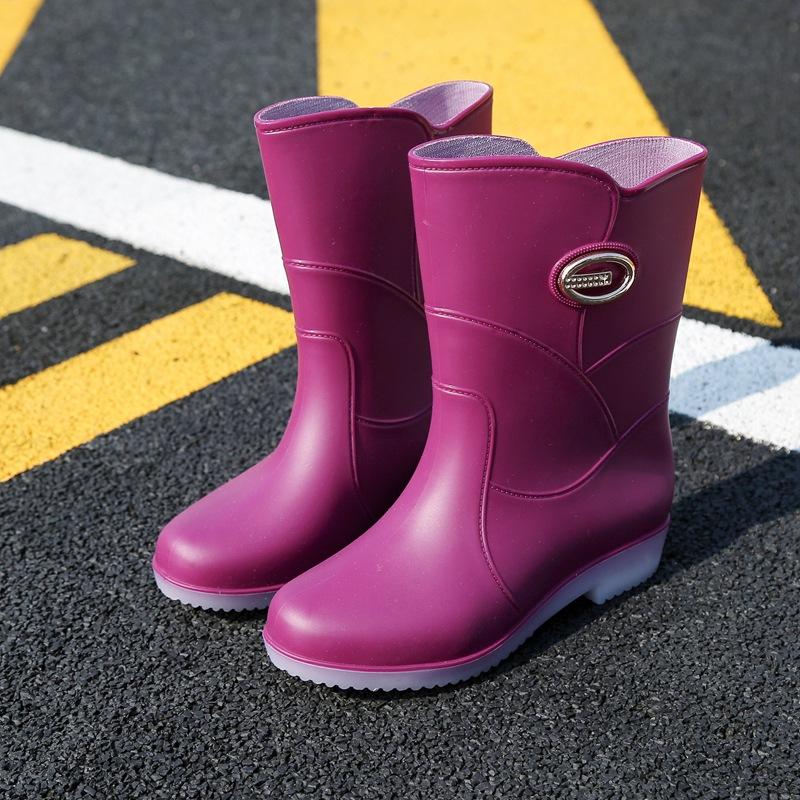 

2026 New Women s Rain Boots Waterproof Slip-On Thi Bot Anti-Slip Fce Lined Warm Oes for Spring Autumn 36